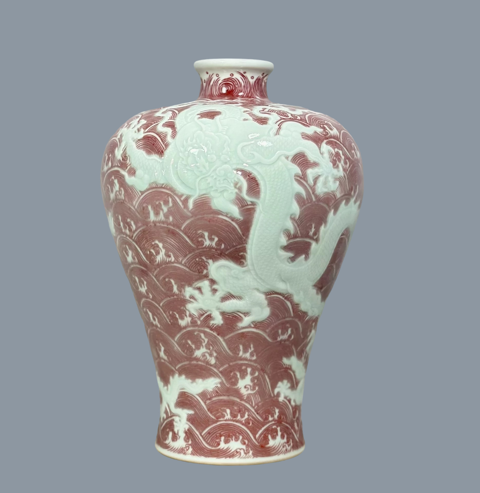 中国美術『清時代 辰砂龍紋花瓶』(京都府) | 香木・骨董品・古美術品の 